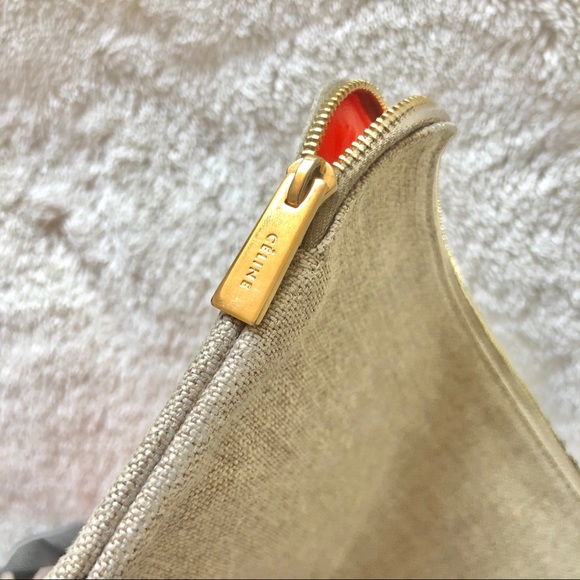 Old CELINE canvas leather pouch clutch orange - Picture 4 of 5